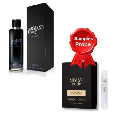 Chatler Armand Luxury Black Men 100 Ml + Perfume Sample Spray Armani Code Men 1 Chatler Armand Luxury Black Men 100 Ml + Perfume Sample Spray Armani Code Men