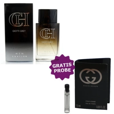 Chatler Giotti CH Grey 100 Ml + Perfume Sample Spray Gucci Guilty Homme 1 Chatler Giotti CH Grey 100 Ml + Perfume Sample Spray Gucci Guilty Homme