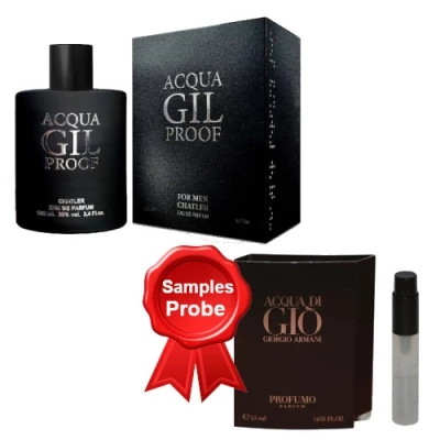 Chatler Acqua Gil Proof Men 100 Ml + Perfume Sample Spray Armani Acqua Profumo 1 Chatler Acqua Gil Proof Men 100 Ml + Perfume Sample Spray Armani Acqua Profumo