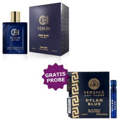 Chatler Veron Deep Blue 100 Ml + Perfume Sample Spray Versace Dylan Blue Homme 1 Chatler Veron Deep Blue 100 Ml + Perfume Sample Spray Versace Dylan Blue Homme