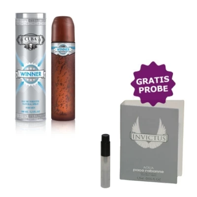 Cuba Winner 100 Ml + Perfume Sample Spray Paco Rabanne Invictus 1 Cuba Winner 100 Ml + Perfume Sample Spray Paco Rabanne Invictus