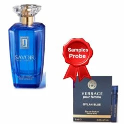 JFenzi Savoir Blue Angel Women 100 Ml + Perfume Sample Spray Versace Dylan Blue Femme