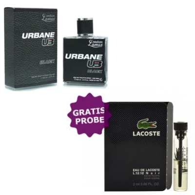 Lamis Urbane UB Black 100 Ml + Perfume Sample Spray Lacoste L.12.12 Noir 1 Lamis Urbane UB Black 100 Ml + Perfume Sample Spray Lacoste L.12.12 Noir