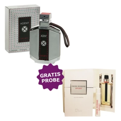 Linn Young Agent X Sports 100 Ml + Perfume Sample Spray Christian Dior Homme Sport 1 Linn Young Agent X Sports 100 Ml + Perfume Sample Spray Christian Dior Homme Sport