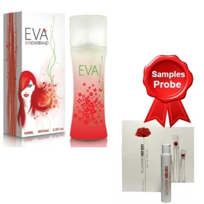 New Brand Eva 100 Ml + Perfume Sample Flower By Kenzo 1 New Brand Eva 100 Ml + Perfume Sample Flower By Kenzo